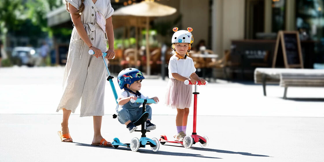 Jeździk i hulajnoga dla dzieci Mini2Grow Micro Deluxe Magic LED 2.0 Miętowy