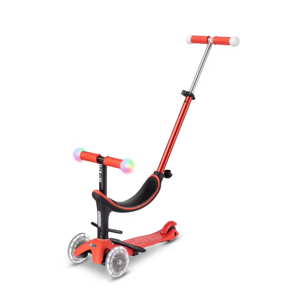 Jeździk i hulajnoga dla dzieci Mini2Grow Micro Deluxe Magic LED Czerwony