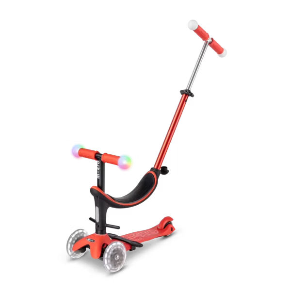 Jeździk i hulajnoga dla dzieci Mini2Grow Micro Deluxe Magic LED Czerwony