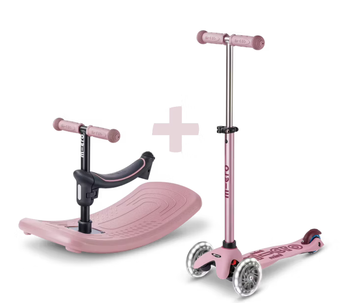 Jeździk i hulajnoga dla dzieci Mini Micro Deluxe Rock & Go LED Różowy
