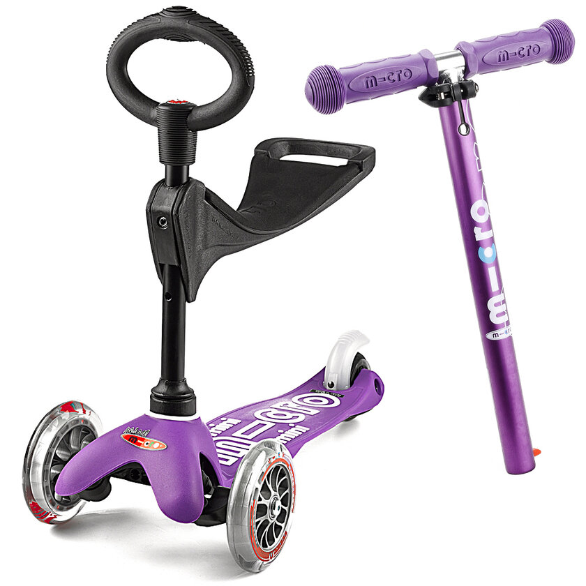 Jeździk i hulajnoga Mini Micro 3in1 Deluxe Fioletowy