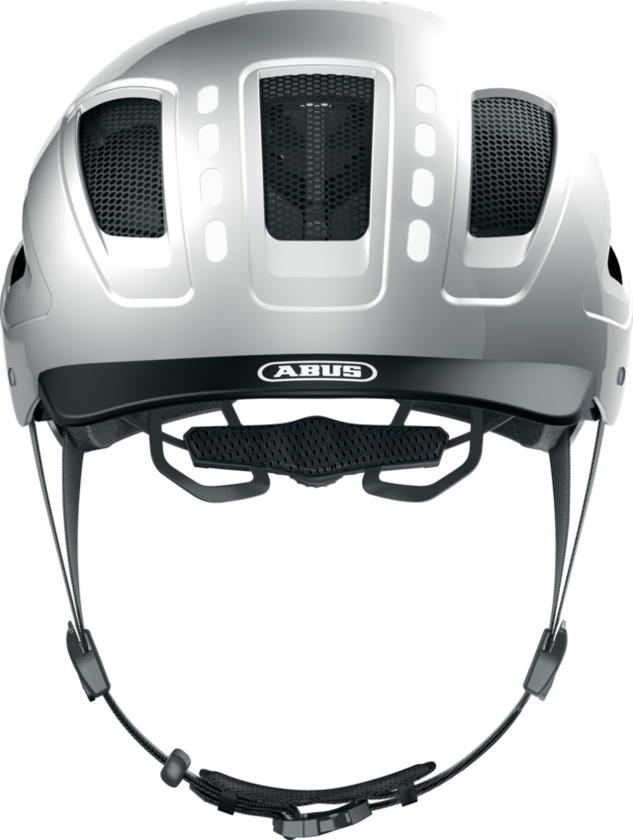 Kask rowerowy Abus Hyban 2.0 LED Signal Silver Shiny