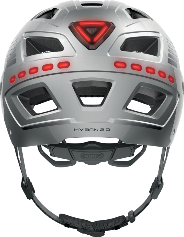 Kask rowerowy Abus Hyban 2.0 LED Signal Silver Shiny