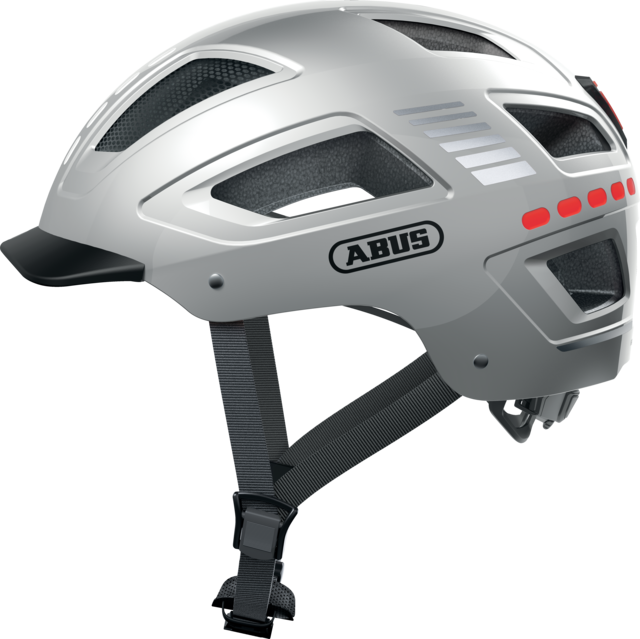 Kask rowerowy Abus Hyban 2.0 LED Signal Silver Shiny