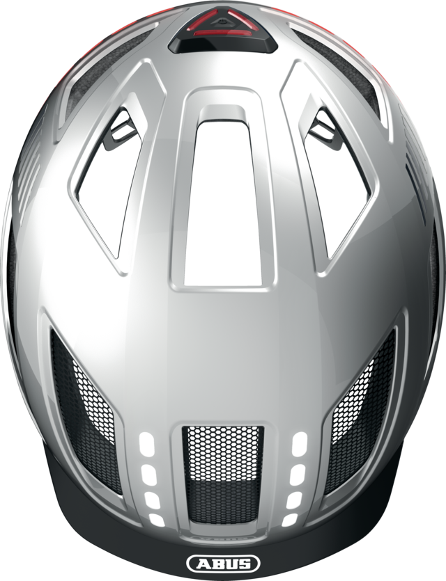 Kask rowerowy Abus Hyban 2.0 LED Signal Silver Shiny