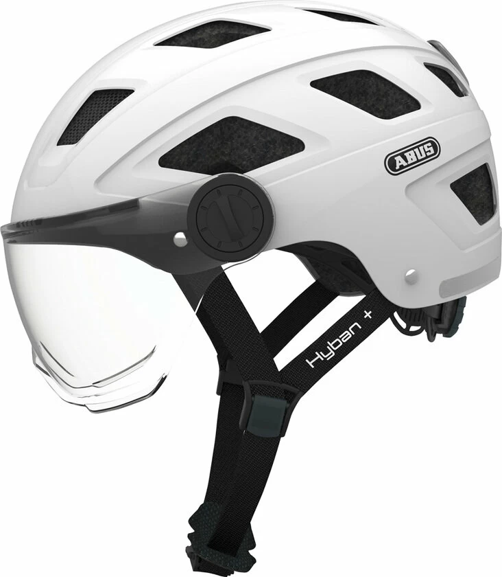 Kask rowerowy ABUS Hyban+ - biały / przezroczysty