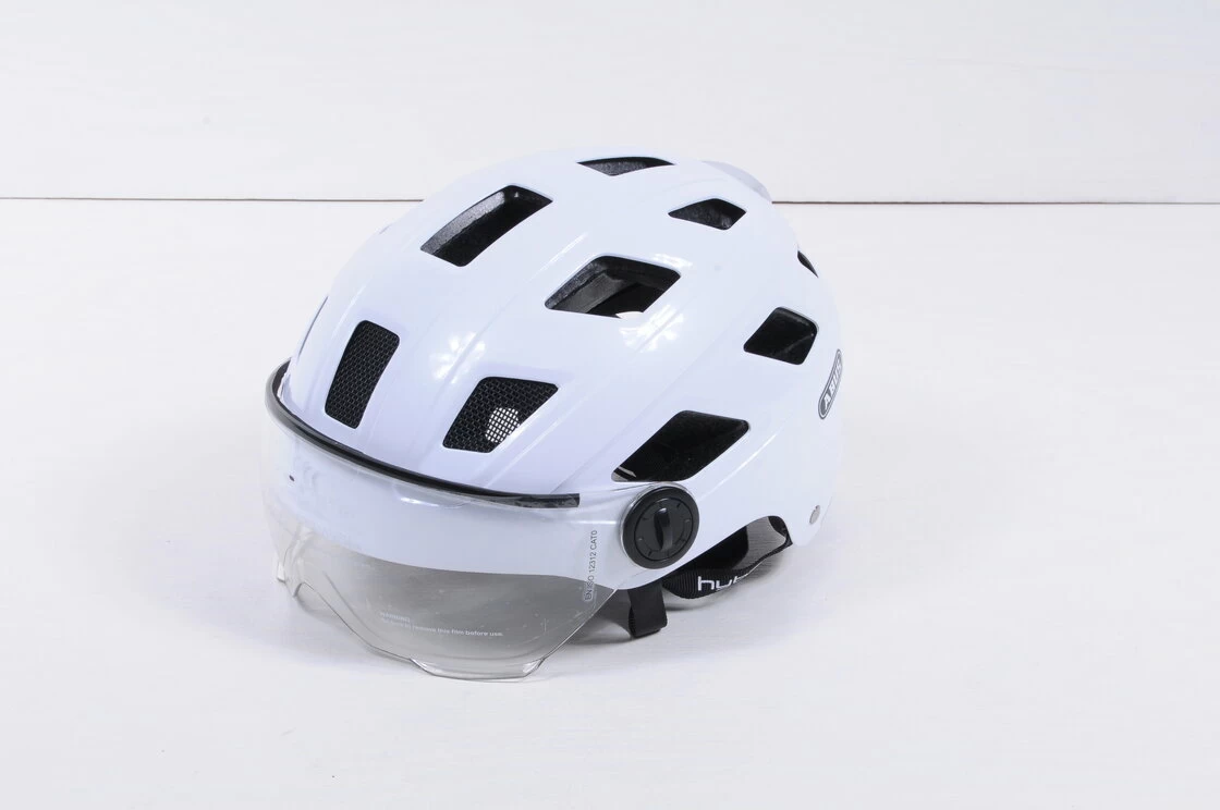 Kask rowerowy ABUS Hyban+ - biały / przezroczysty