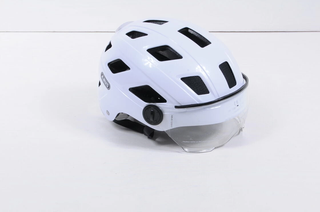 Kask rowerowy ABUS Hyban+ - biały / przezroczysty