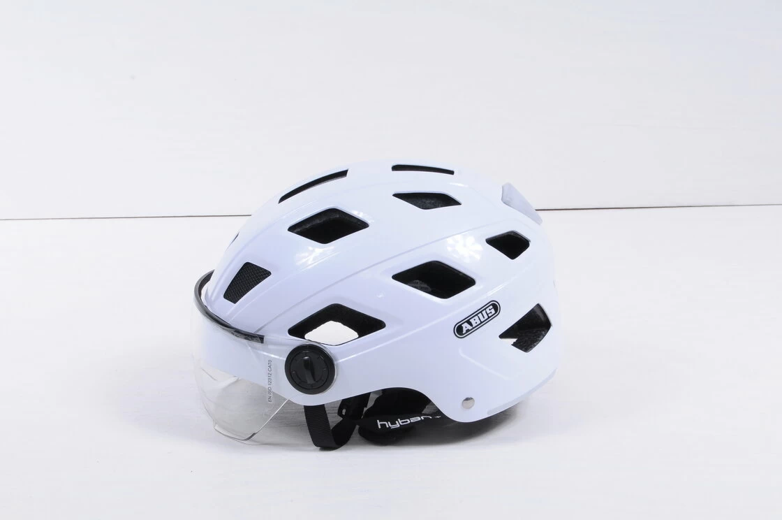 Kask rowerowy ABUS Hyban+ - biały / przezroczysty