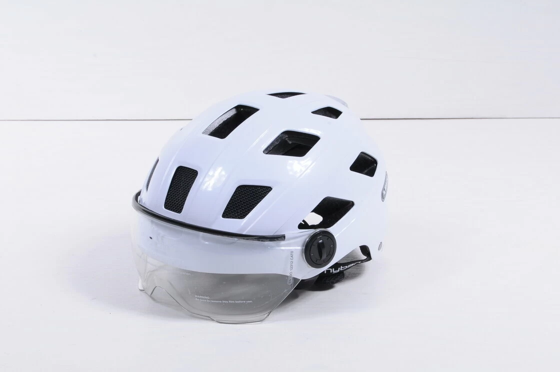 Kask rowerowy ABUS Hyban+ - biały / przezroczysty