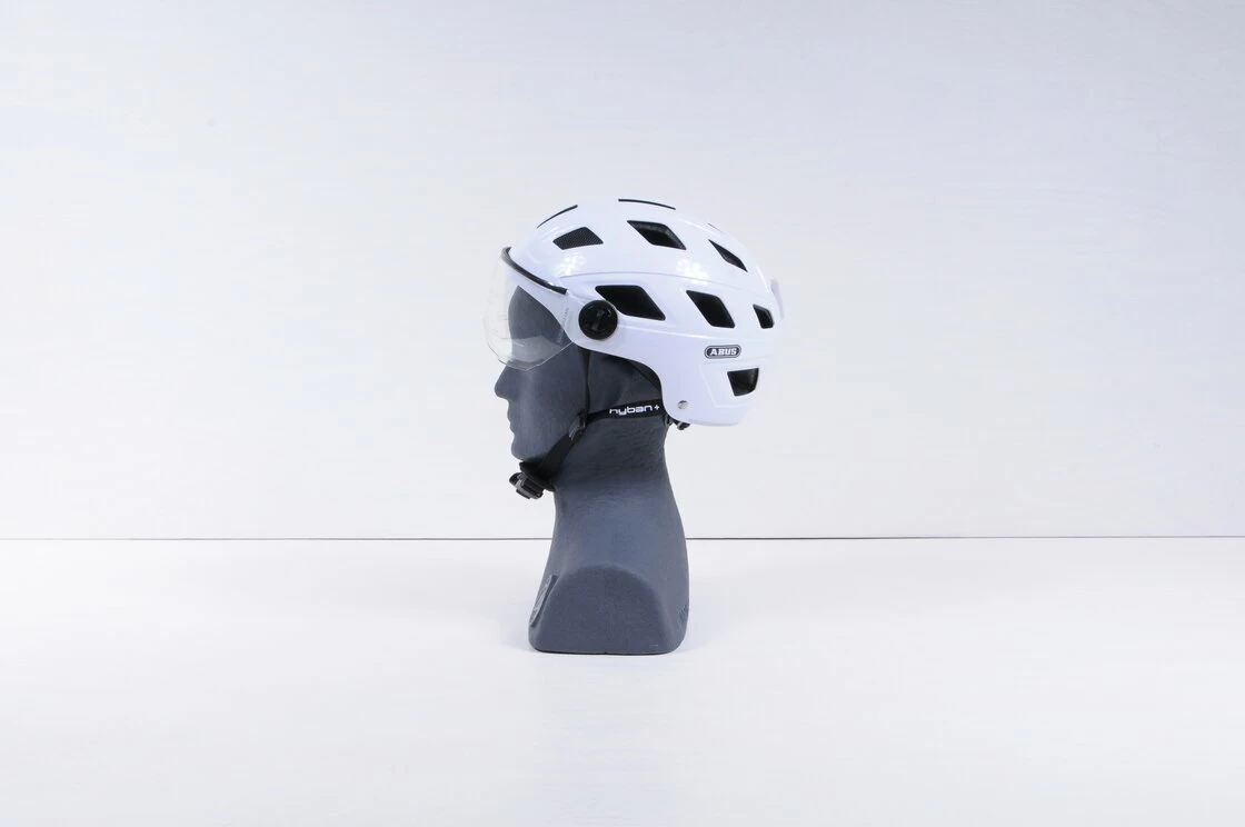 Kask rowerowy ABUS Hyban+ - biały / przezroczysty