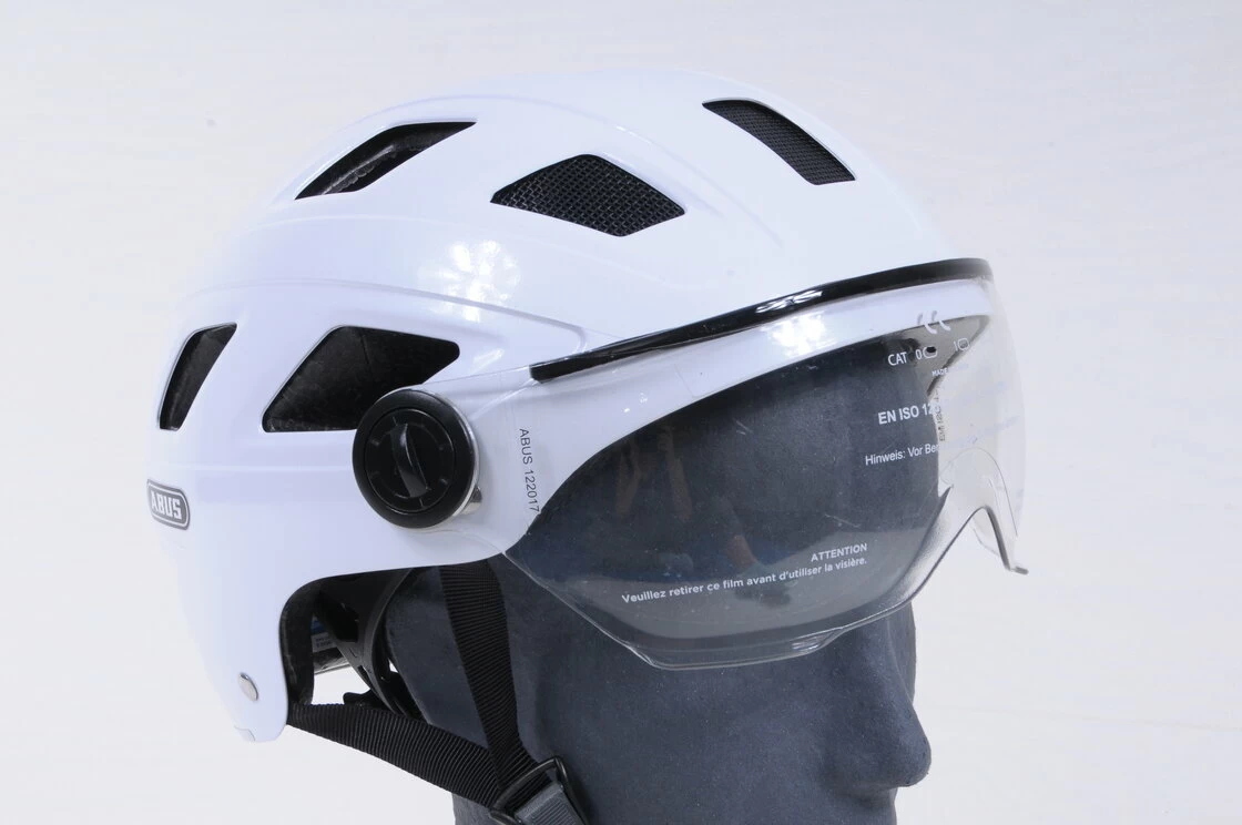 Kask rowerowy ABUS Hyban+ - biały / przezroczysty