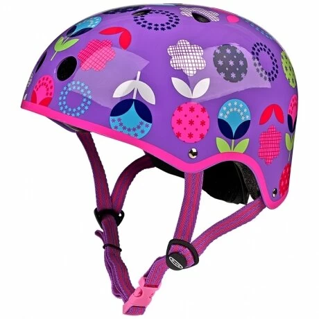 Kask rowerowy dla dzieci Micro – kolor Dot Purple (fioletowe kwiaty) S (48 - 52 cm)