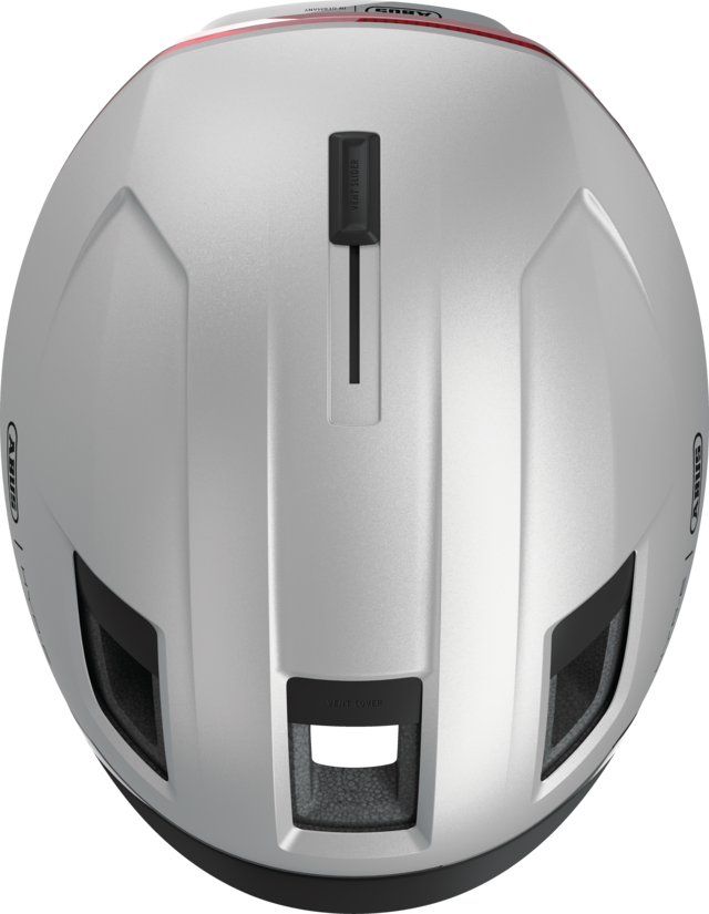 Kask rowerowy z kierunkowskazami Abus Hyp-E Gleam Silver