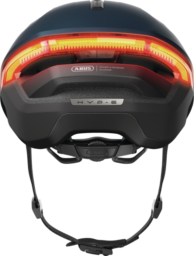 Kask rowerowy z kierunkowskazami Abus Hyp-E Midnight Blue