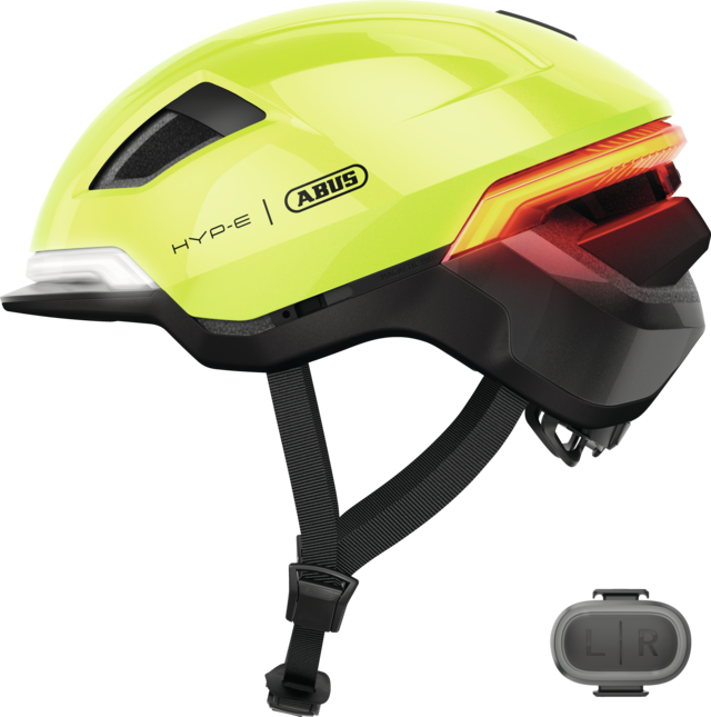 Kask rowerowy z kierunkowskazami Abus Hyp-E Signal Yellow