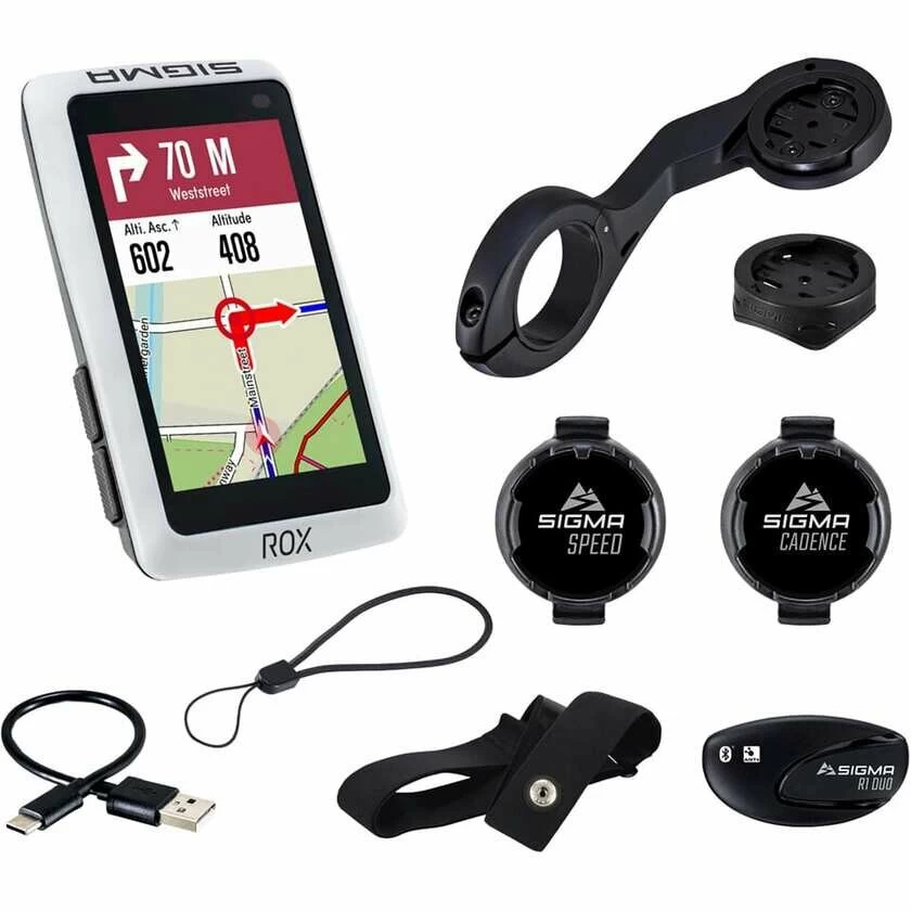 Komputer rowerowy z nawigacją GPS Sigma ROX 12.1 EVO GPS Biały - zestaw