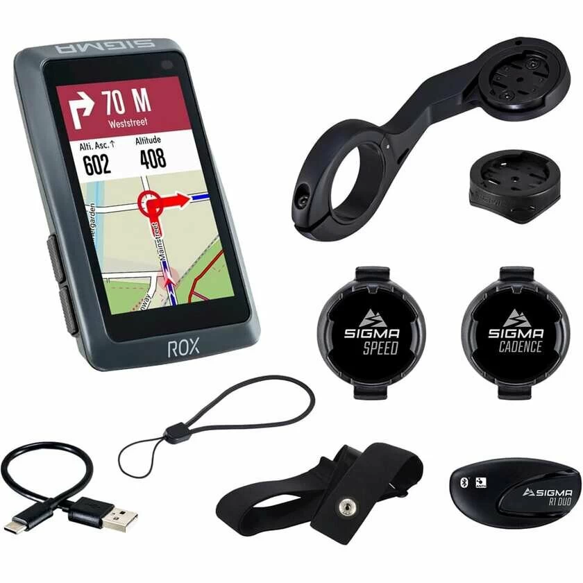 Komputer rowerowy z nawigacją GPS Sigma ROX 12.1 EVO GPS Czarny - zestaw