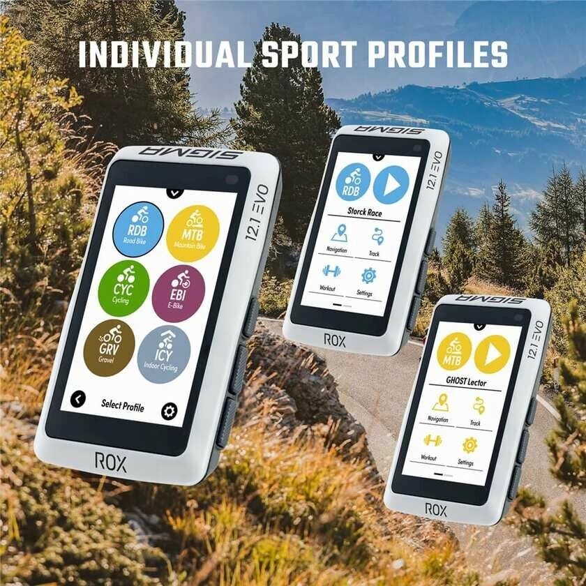 Komputer rowerowy z nawigacją GPS Sigma ROX 12.1 EVO GPS Czarny - zestaw