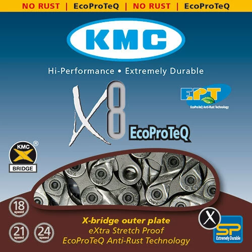 Łańcuch rowerowy KMC X8 EPT nierdzewny