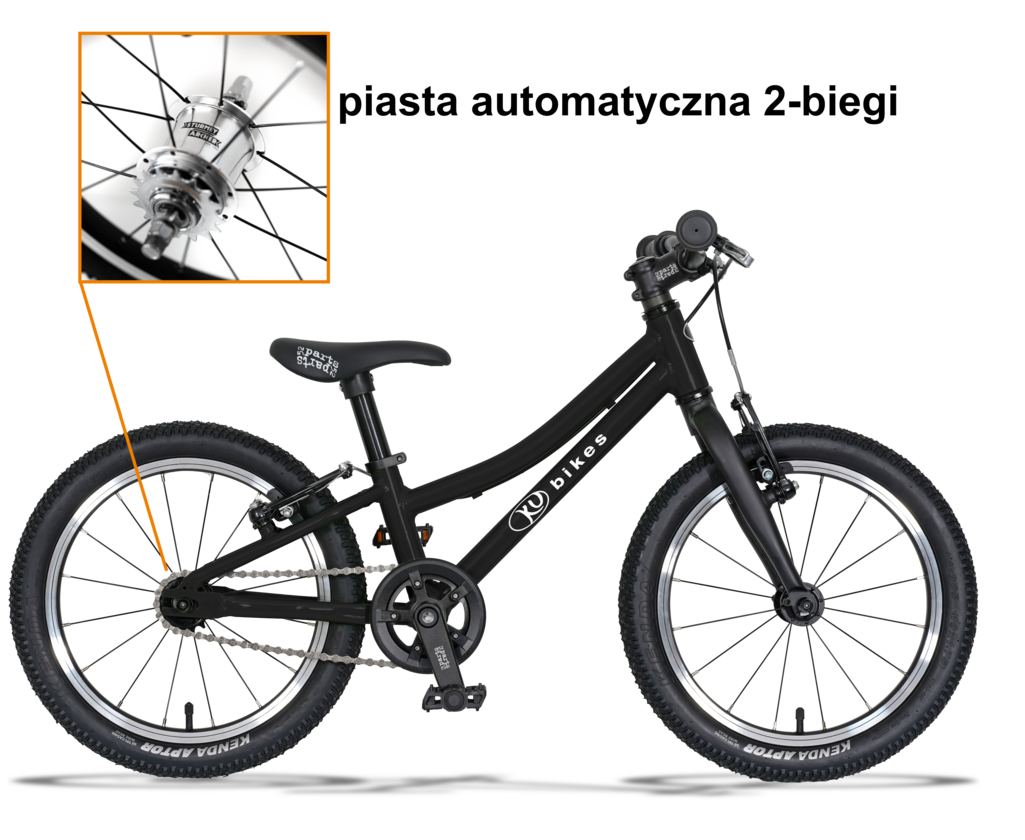 Lekki rower dla dziecka KUbikes 16 S AUTO 2 biegi Sturmey Archer Czarny