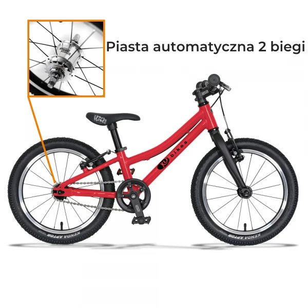 Lekki rower dla dziecka KUbikes 16 S AUTO 2 biegi Sturmey Archer Czerwony