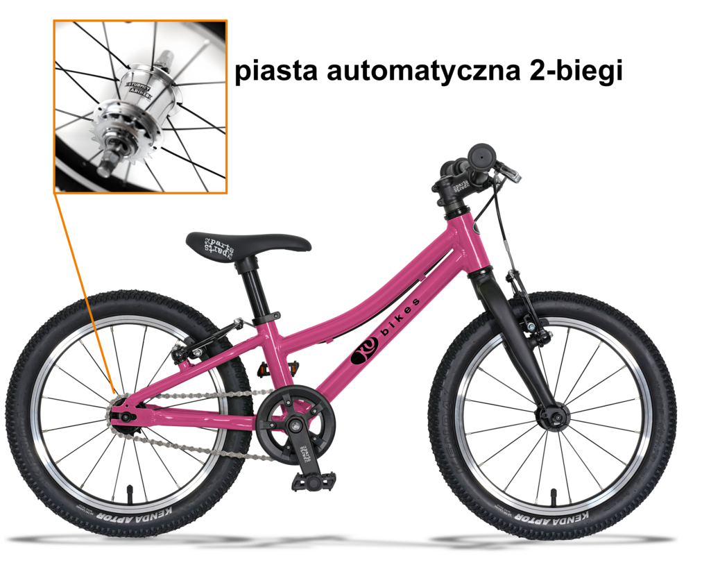 Lekki rower dla dziecka KUbikes 16 S AUTO 2 biegi Sturmey Archer Różowy