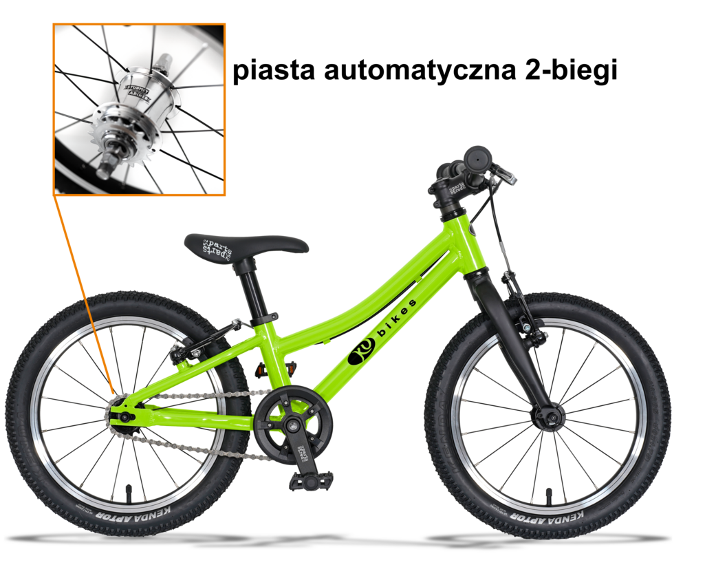 Lekki rower dla dziecka KUbikes 16 S AUTO 2 biegi Sturmey Archer Zielony