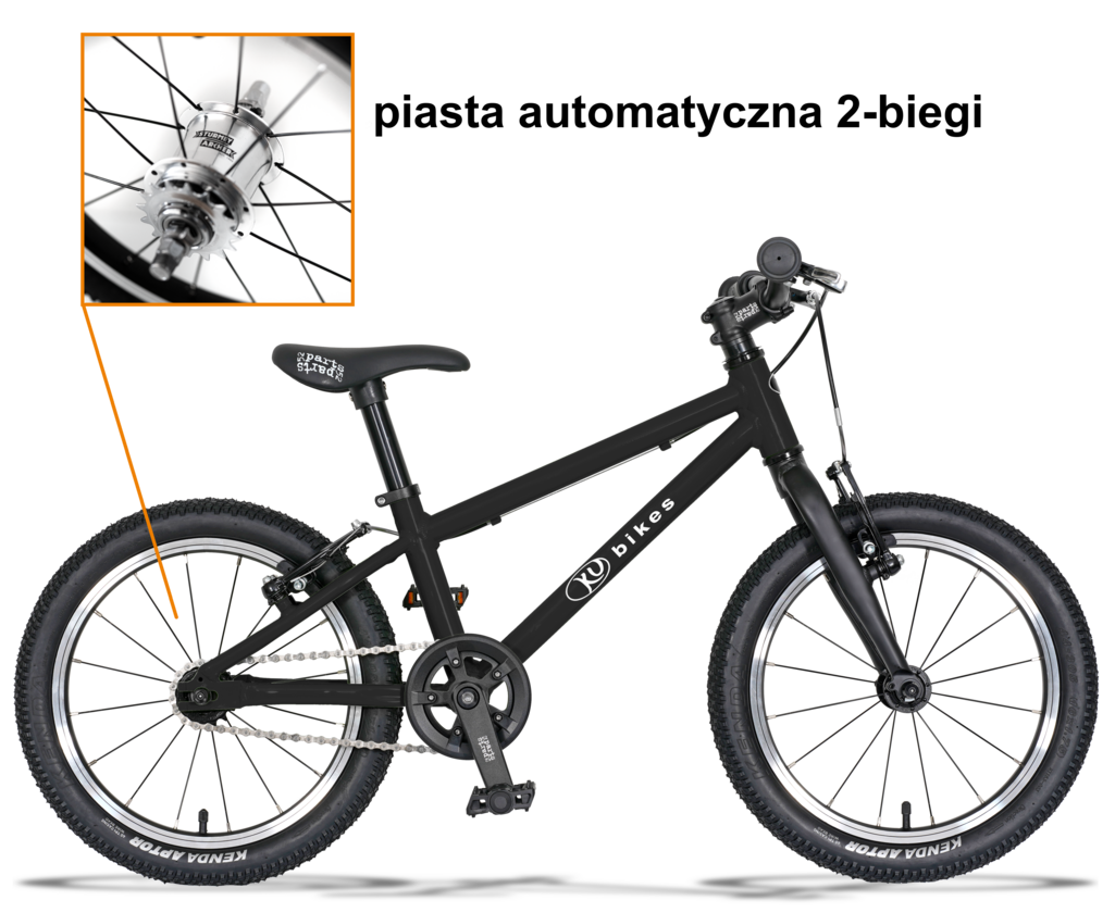 Lekki rower dla dziecka KUbikes 16L AUTO 2 biegi Sturmey Archer Czarny