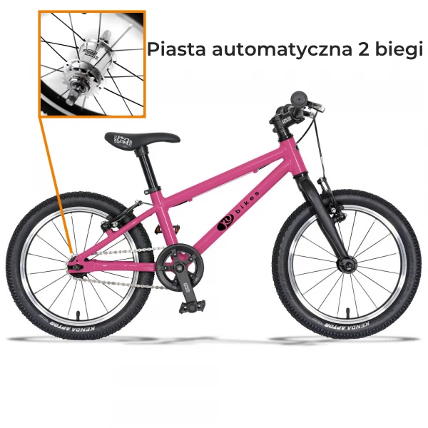 Lekki rower dla dziecka KUbikes 16L AUTO 2 biegi Sturmey Archer Różowy