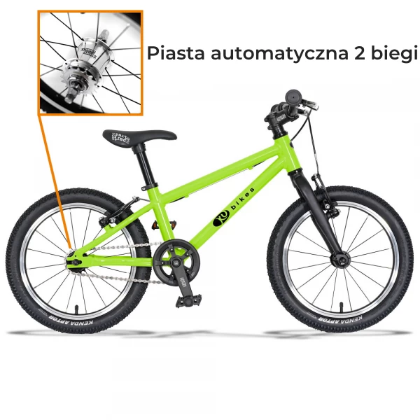 Lekki rower dla dziecka KUbikes 16L AUTO 2 biegi Sturmey Archer Zielony