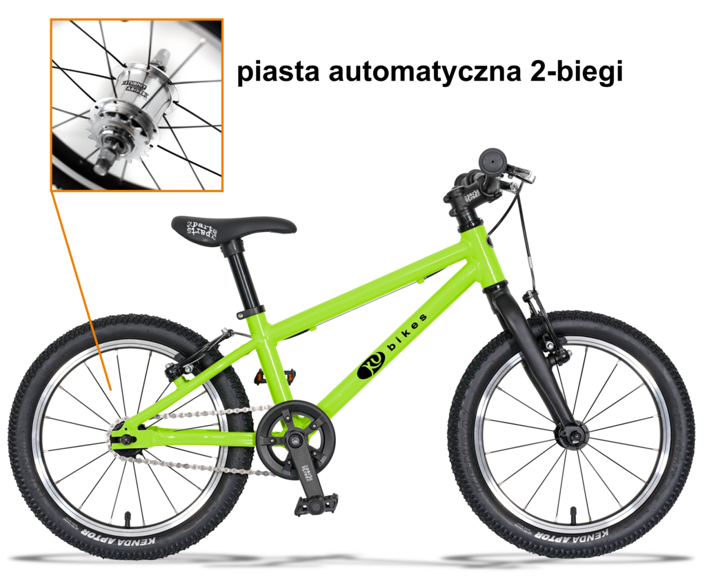 Lekki rower dla dziecka KUbikes 16L AUTO 2 biegi Sturmey Archer Zielony