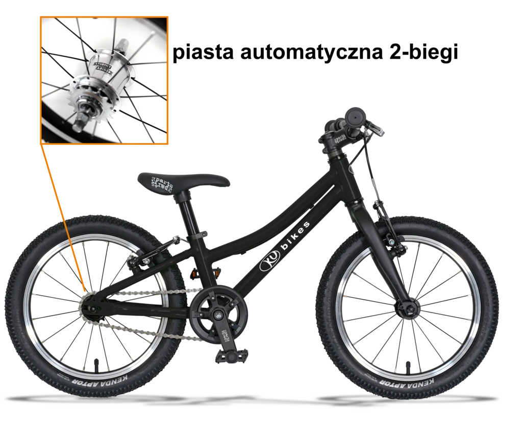 Lekki rower dla dziecka KUbikes 16S AUTO 2 biegi Sturmey Archer Czarny
