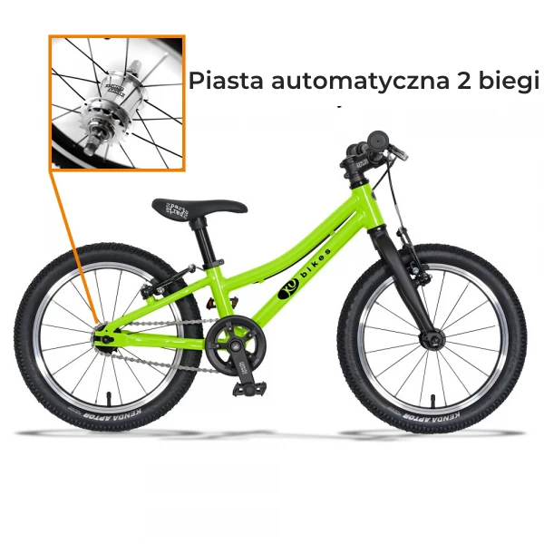 Lekki rower dla dziecka KUbikes 16S AUTO 2 biegi Sturmey Archer Zielony
