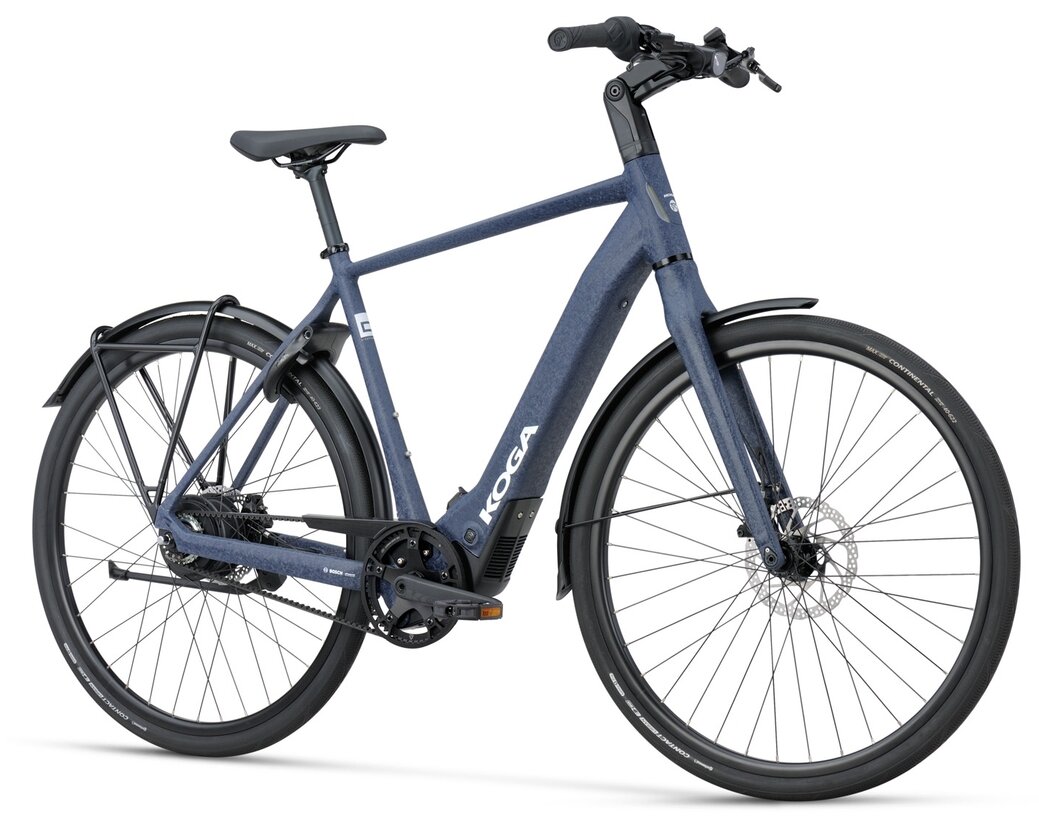 Lekki rower elektryczny na pasku KOGA E-F3 Supermetro BOSCH Męski Jeans Wrinke Paint