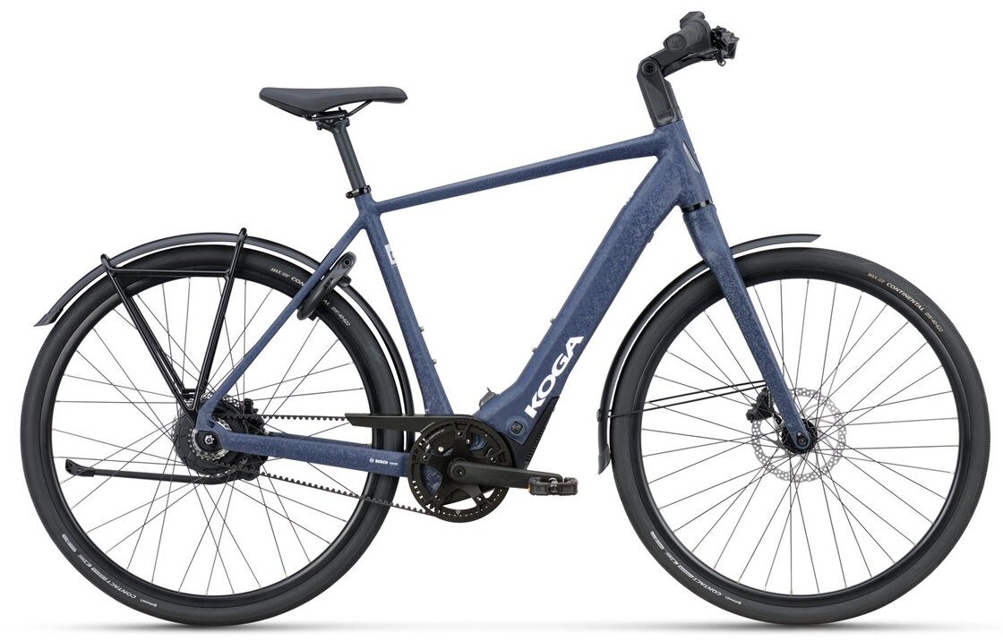 Lekki rower elektryczny na pasku KOGA E-F3 Supermetro BOSCH Męski Jeans Wrinke Paint
