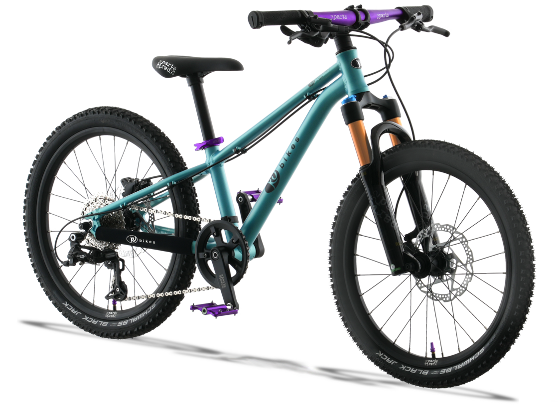 Lekki rowerek amortyzowany KUbikes 20 S MTB DISC Turkusowy + Laser Purple