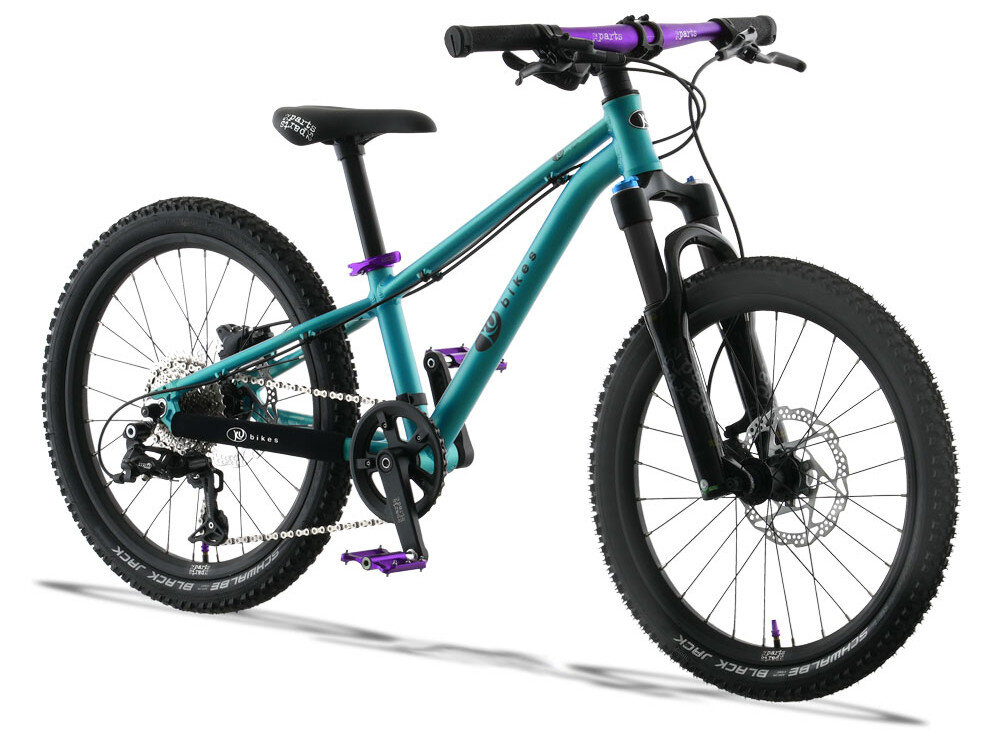 Lekki rowerek amortyzowany KUbikes 20 S MTB DISC Turkusowy + Laser Purple