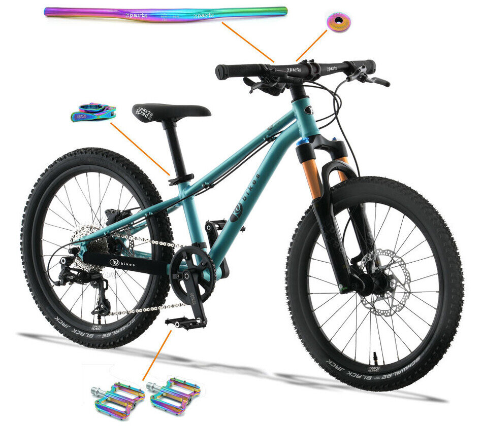 Lekki rowerek amortyzowany KUbikes 20 S MTB DISC Turkusowy + Laser Rainbow