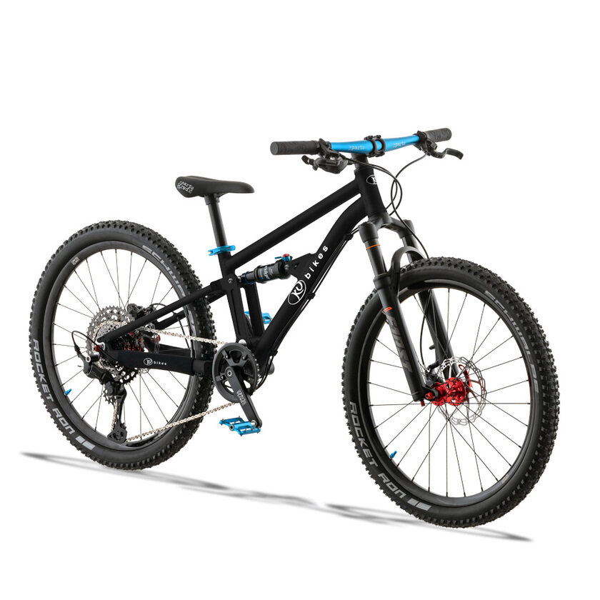 Lekki rowerek amortyzowany KUbikes 24 FS PRO czarny + laser blue
