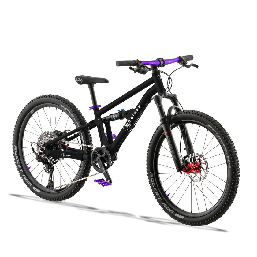 Lekki rowerek amortyzowany KUbikes 24 FS PRO czarny + laser purple