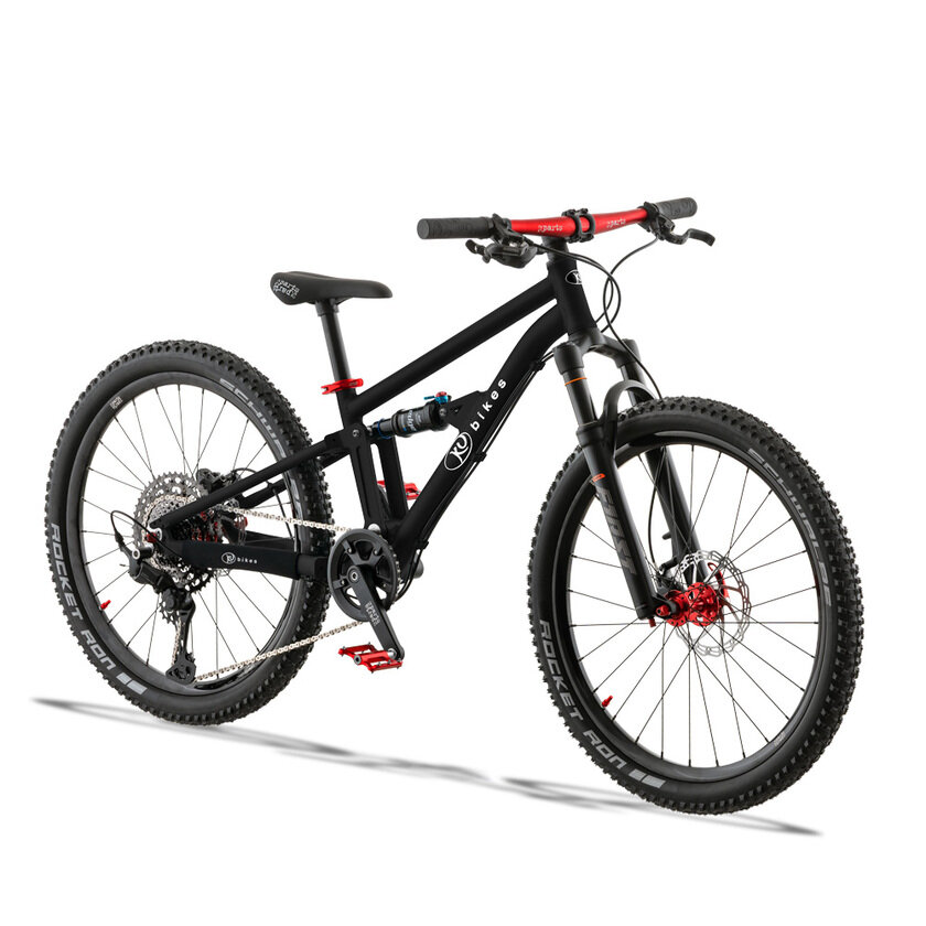 Lekki rowerek amortyzowany KUbikes 24 FS PRO czarny + laser red