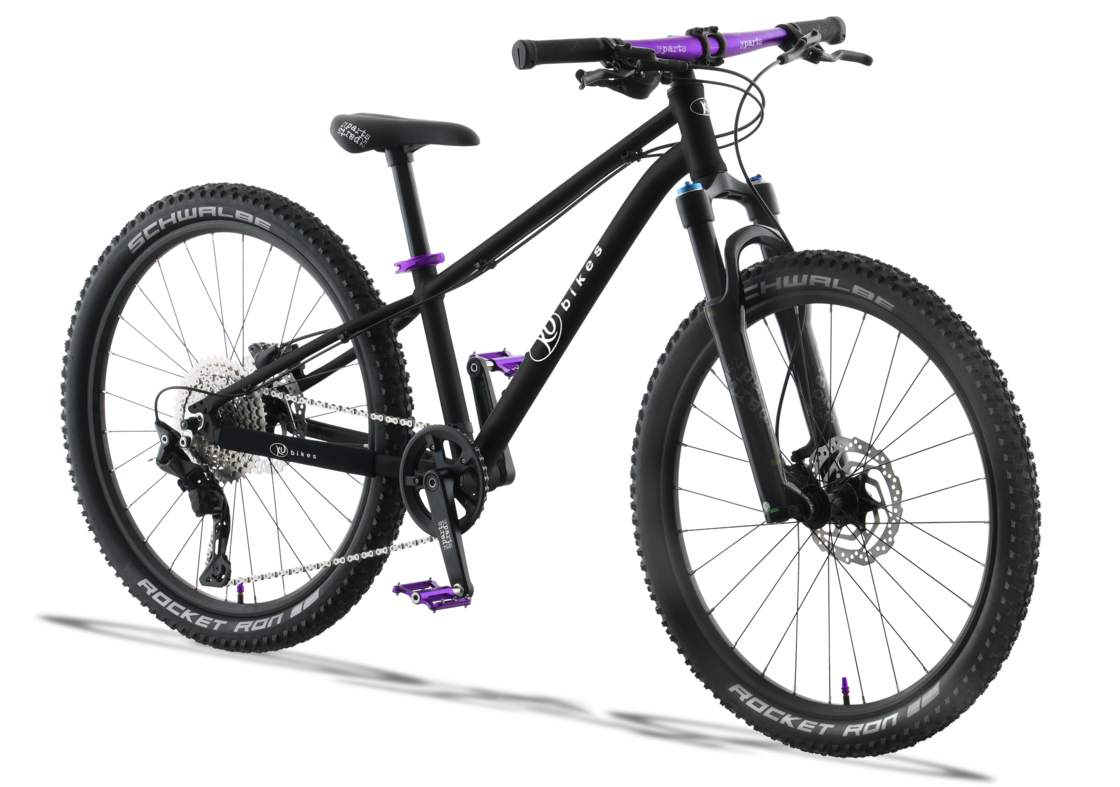 Lekki rowerek amortyzowany KUbikes 24 S MTB DISC Czarny + Laser Purple