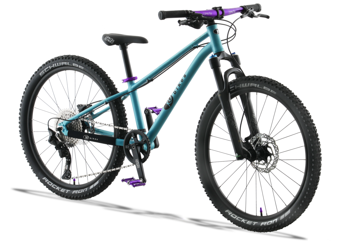Lekki rowerek amortyzowany KUbikes 24 S MTB DISC Turkusowy + Laser Purple