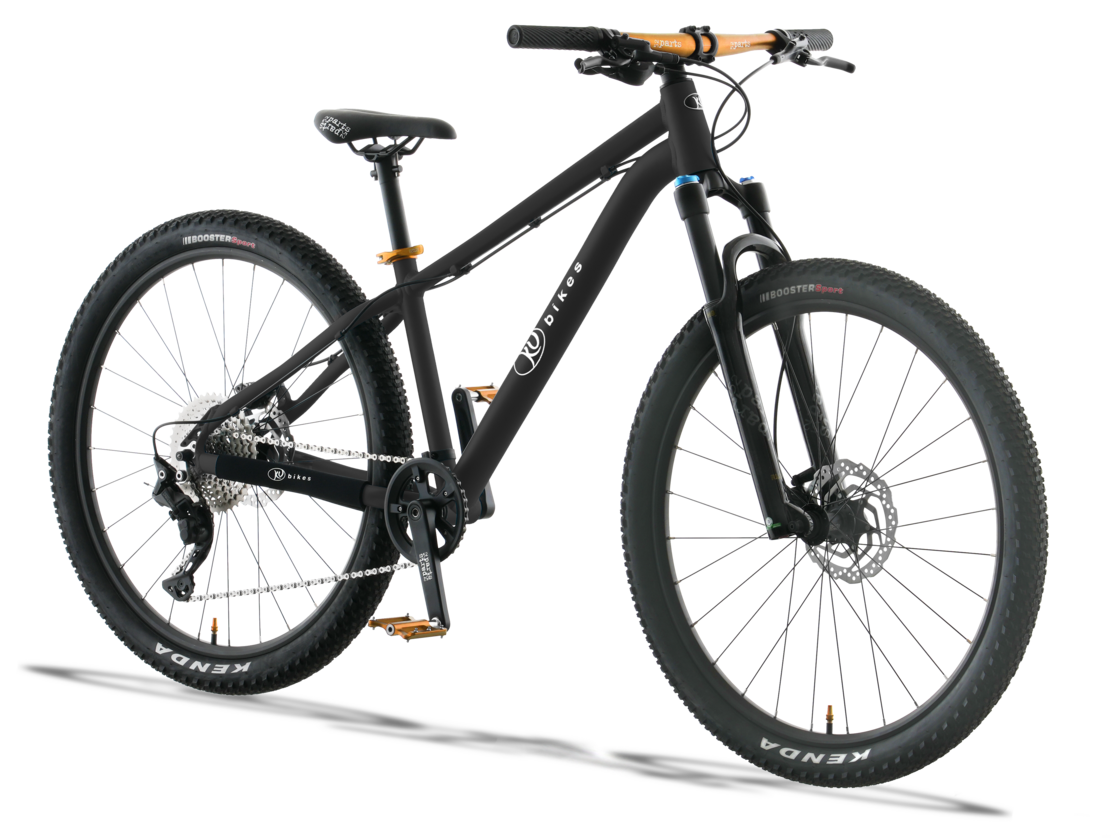 Lekki rowerek amortyzowany KUbikes 26 MTB DISC czarny + laser gold
