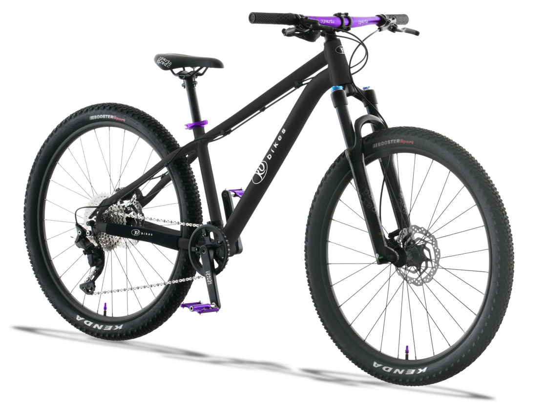 Lekki rowerek amortyzowany KUbikes 26 MTB DISC czarny + laser purple