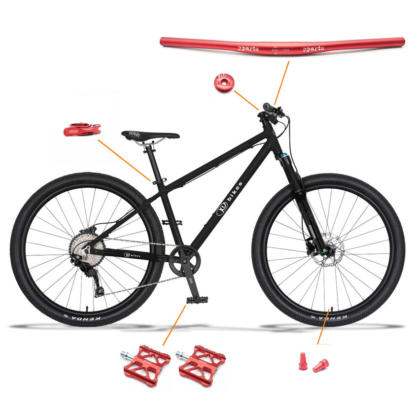 Lekki rowerek amortyzowany KUbikes 27,5 MTB DISC czarny / laser czerwony L