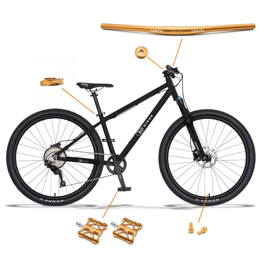 Lekki rowerek amortyzowany KUbikes 27,5 MTB DISC czarny/laser złoty S