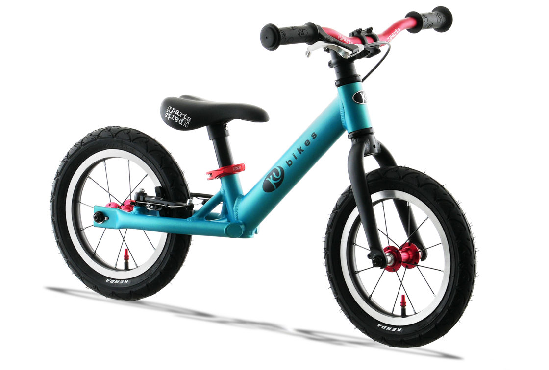Lekki rowerek biegowy KUbikes 12" Turkusowy + Laser Red