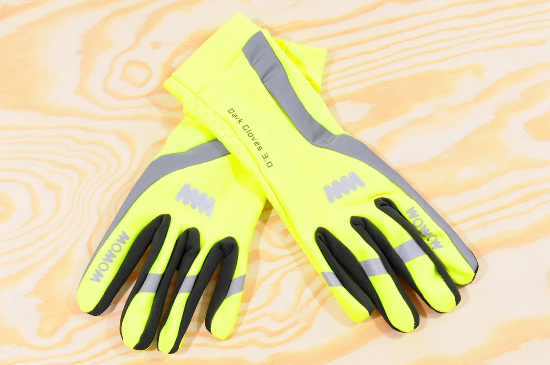 Odblaskowe rękawiczki rowerowe WOWOW Dark Gloves 3.0 - fluorescencyjny żółty Rozmiar: L